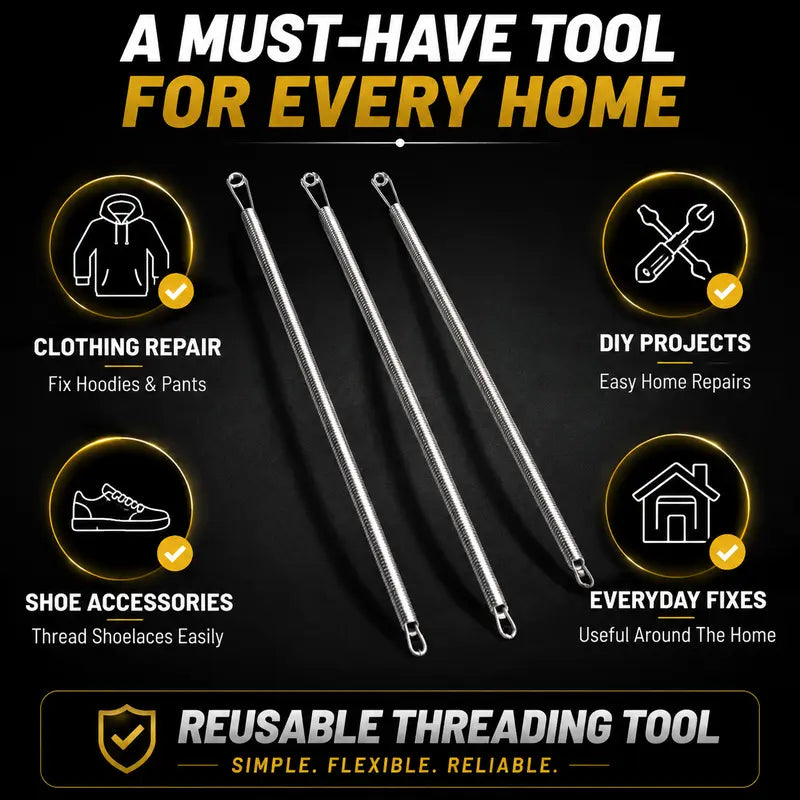 🧵 Flexible Drawstring Threader Tool – 5 PCS Stainless Steel Cord Repair Set