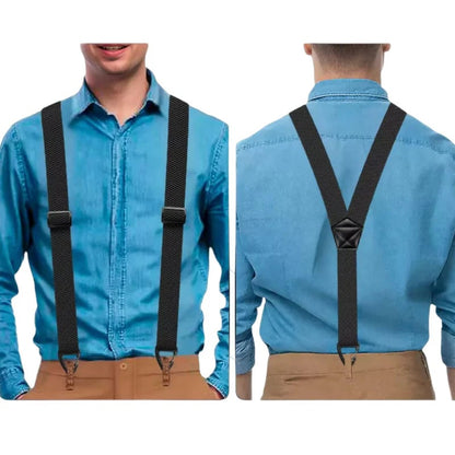 💪 Heavy-Duty Men’s Suspenders with Hook Clips – Adjustable X/Y-Back Work Suspenders