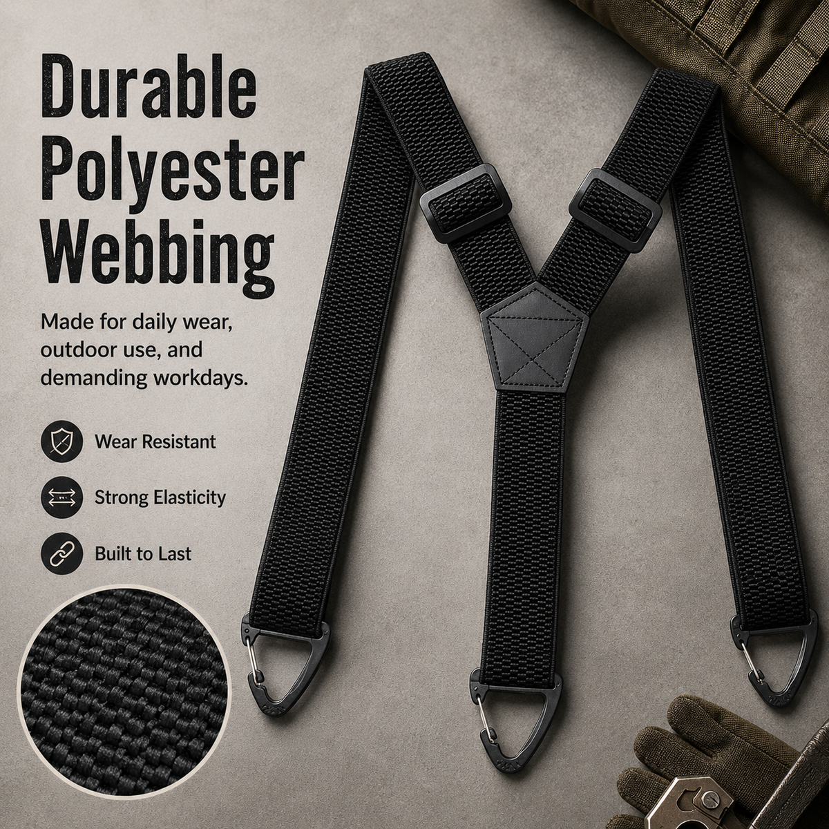 💪 Heavy-Duty Men’s Suspenders with Hook Clips – Adjustable X/Y-Back Work Suspenders