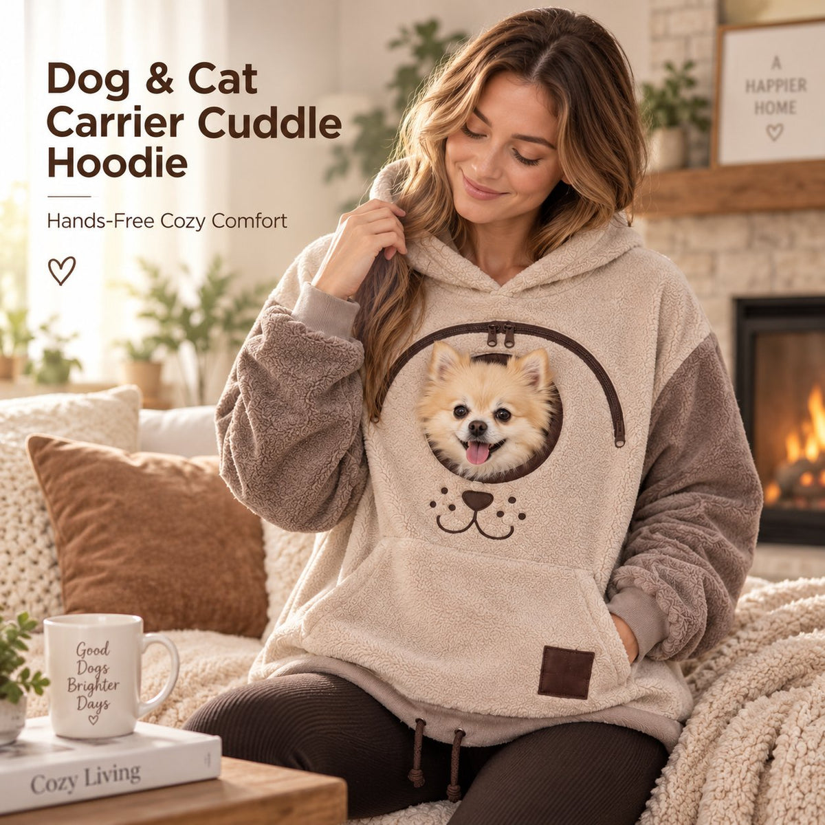 🐾 Cozy Pet Carrier Hoodie🐾 – Soft Fleece Cuddle Pouch Sweatshirt for Cats & Small Dogs🐾