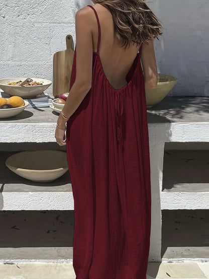 49% OFF This Week Promotions🎉🎉Women's Solid Color Backless Cami Dress