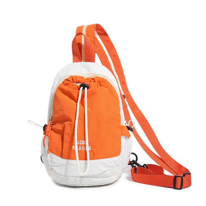 🎒Unisex Color Block Mini Backpack – Lightweight Water-Resistant Nylon Daypack