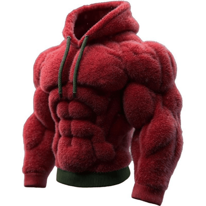 Line Art Flannel Warm Men's Hooded Sweatshirt