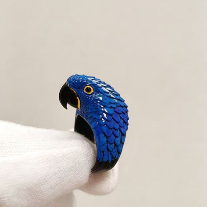 🏆Best Seller⚡ 3D Parrot Open Mouth Ring Realistic Sculpted Parrot Animal Statement Ring