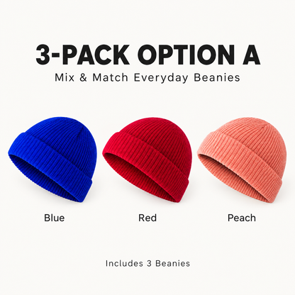Men’s Short Knit Beanie – Cuffed Fisherman Hat for Fall & Winter