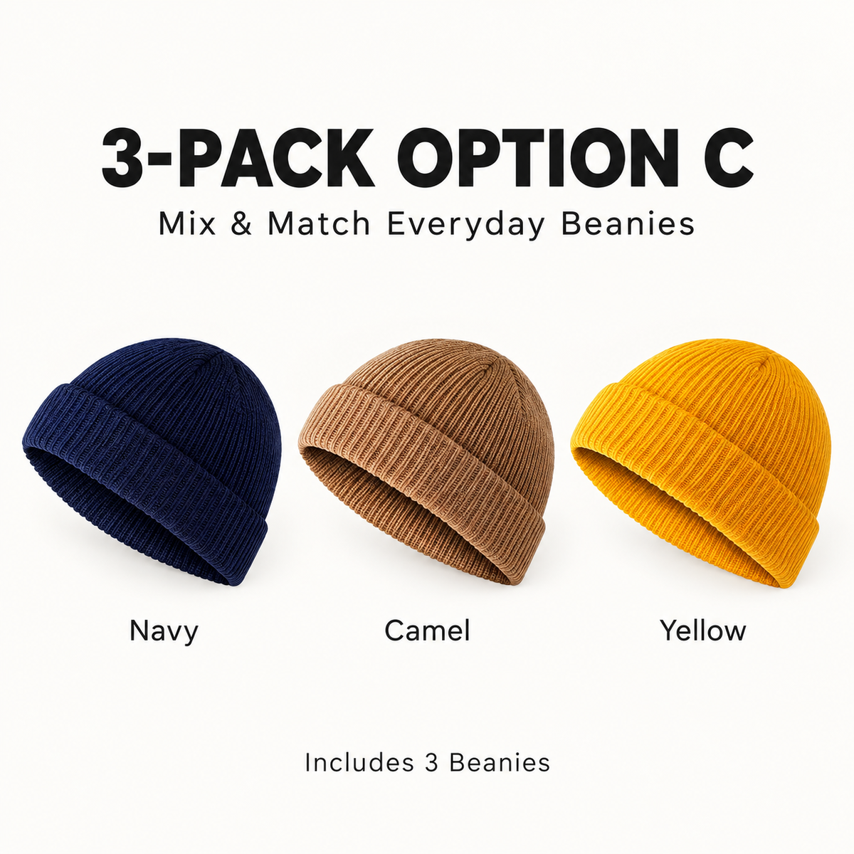 Men’s Short Knit Beanie – Cuffed Fisherman Hat for Fall & Winter