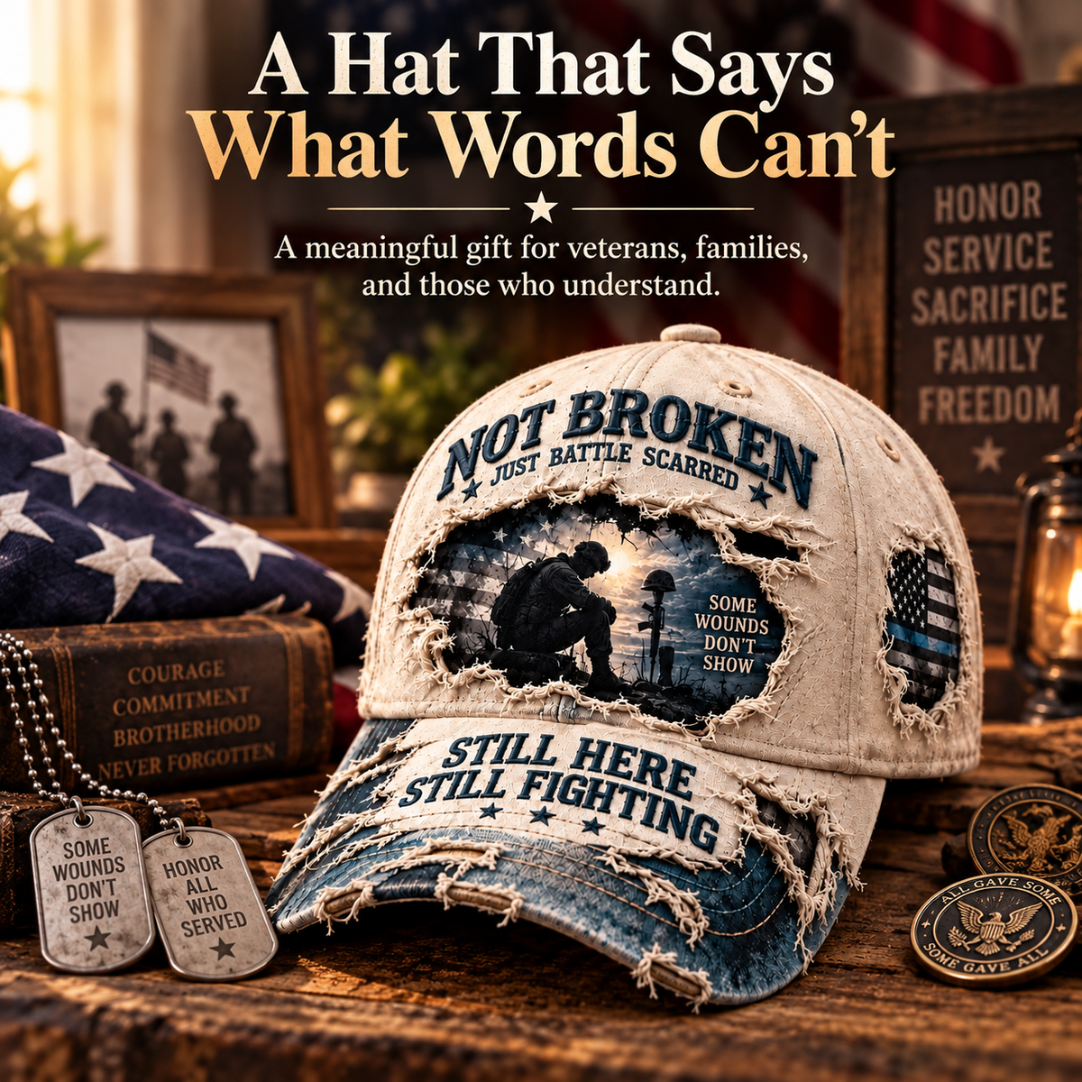 Veteran Mental Health Awareness PTSD Printed Baseball Cap (🧢 100% Cotton)