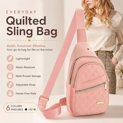 Women's Solid Color Quilted Waterproof Belt Bag