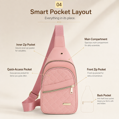 Women's Solid Color Quilted Waterproof Belt Bag
