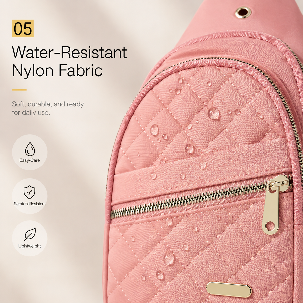 Women's Solid Color Quilted Waterproof Belt Bag