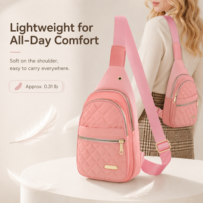 Women's Solid Color Quilted Waterproof Belt Bag