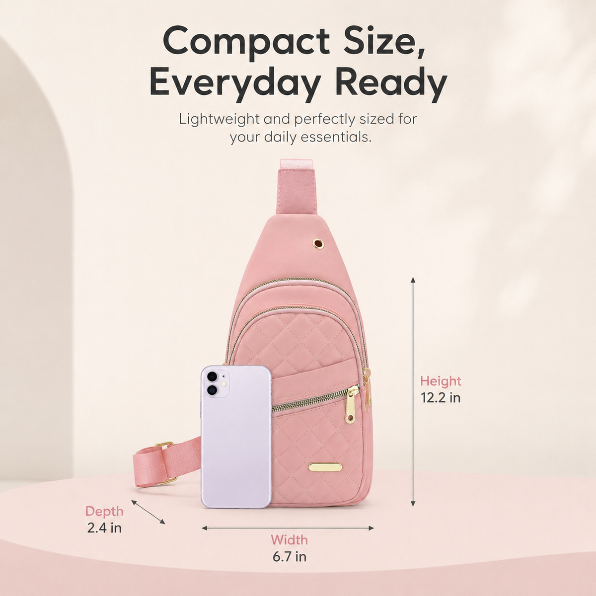 Women's Solid Color Quilted Waterproof Belt Bag