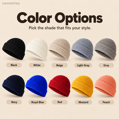 Men’s Short Knit Beanie – Cuffed Fisherman Hat for Fall & Winter