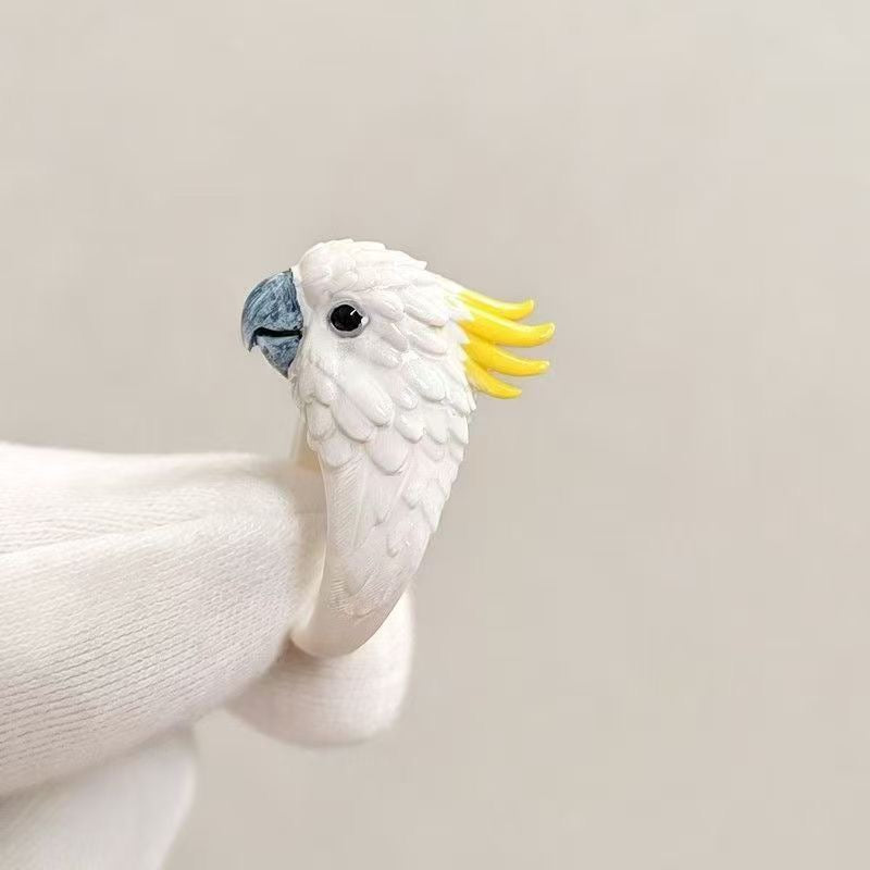 🏆Best Seller⚡ 3D Parrot Open Mouth Ring Realistic Sculpted Parrot Animal Statement Ring