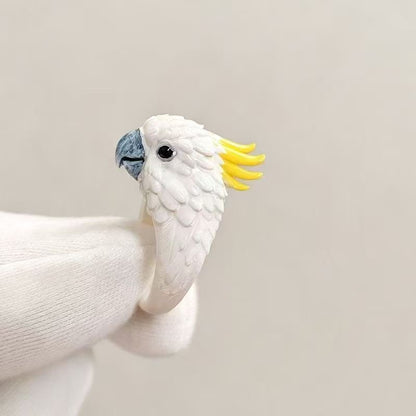 🏆Best Seller⚡ 3D Parrot Open Mouth Ring Realistic Sculpted Parrot Animal Statement Ring