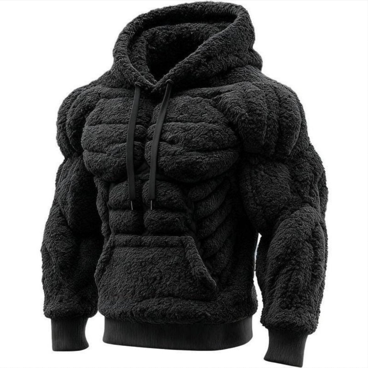 Line Art Flannel Warm Men's Hooded Sweatshirt