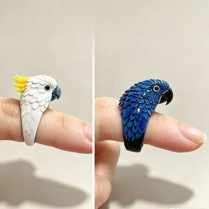 🏆Best Seller⚡ 3D Parrot Open Mouth Ring Realistic Sculpted Parrot Animal Statement Ring