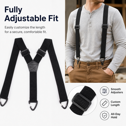 💪 Heavy-Duty Men’s Suspenders with Hook Clips – Adjustable X/Y-Back Work Suspenders