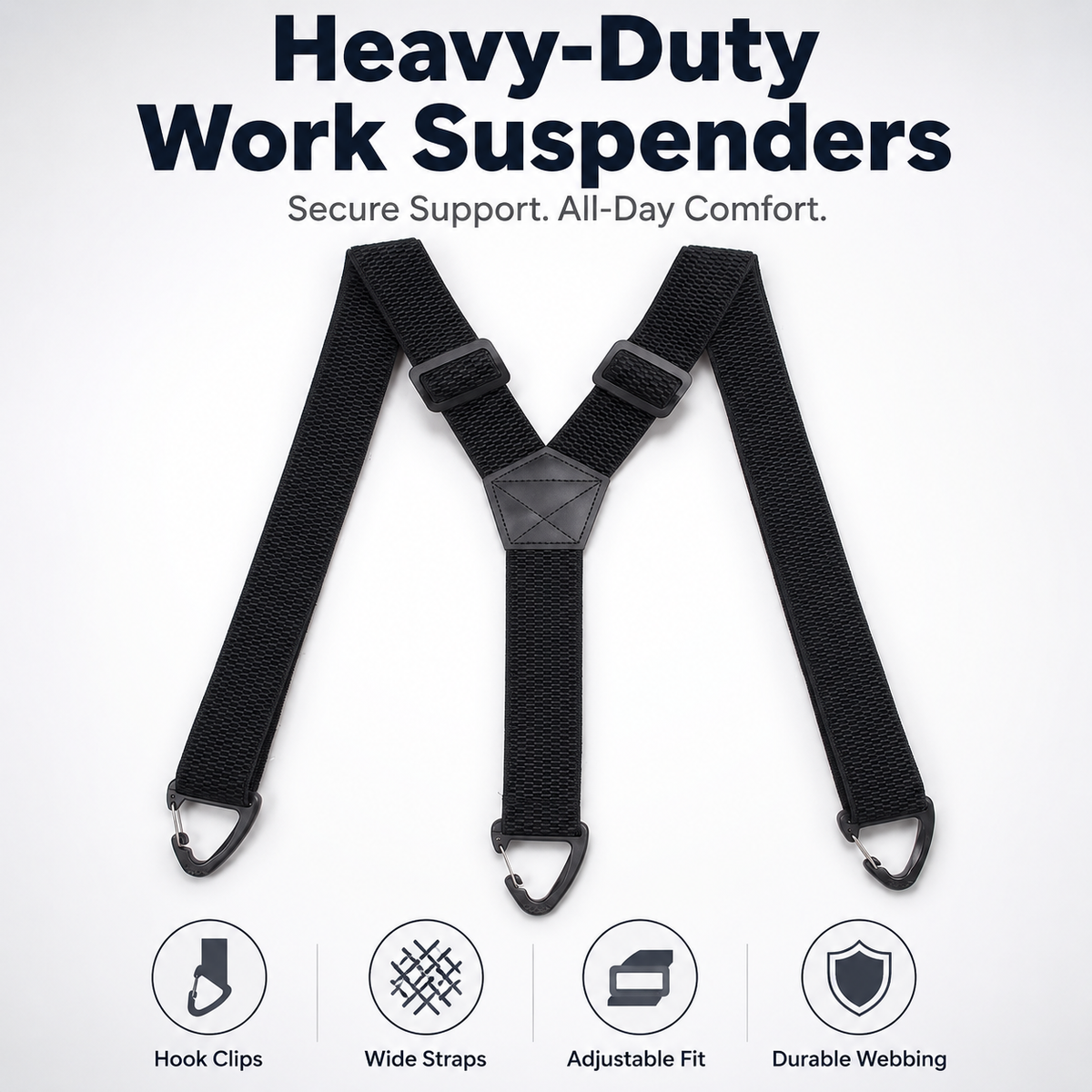 💪 Heavy-Duty Men’s Suspenders with Hook Clips – Adjustable X/Y-Back Work Suspenders