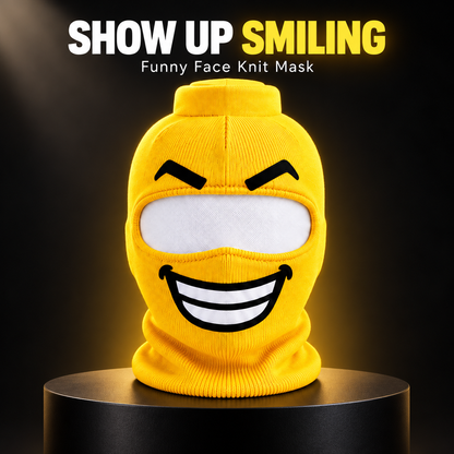 😂 Funny Face Knit Mask | 4 Expressions