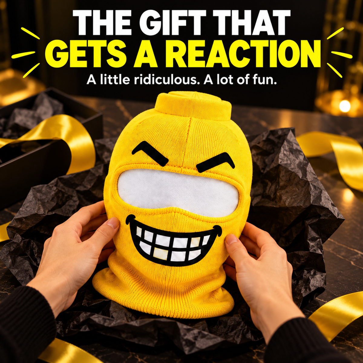 😂 Funny Face Knit Mask | 4 Expressions